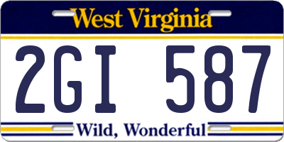 WV license plate 2GI587