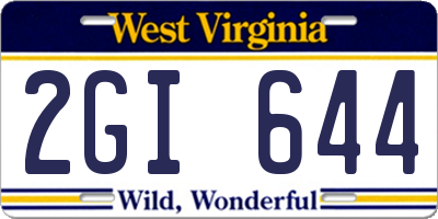 WV license plate 2GI644