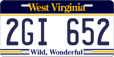 WV license plate 2GI652