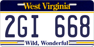 WV license plate 2GI668