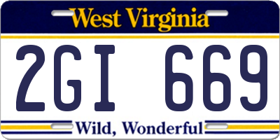 WV license plate 2GI669