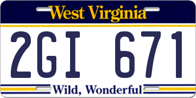 WV license plate 2GI671