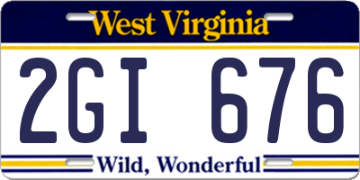 WV license plate 2GI676