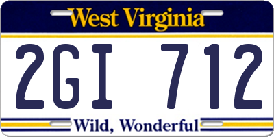 WV license plate 2GI712
