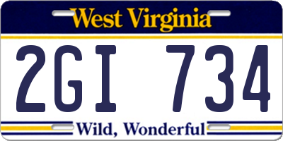 WV license plate 2GI734
