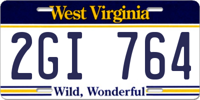 WV license plate 2GI764