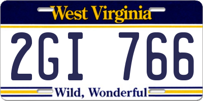 WV license plate 2GI766