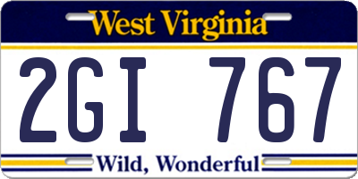 WV license plate 2GI767