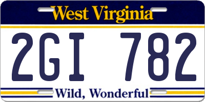 WV license plate 2GI782