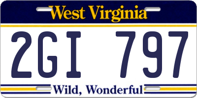 WV license plate 2GI797