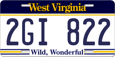 WV license plate 2GI822