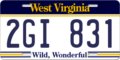 WV license plate 2GI831
