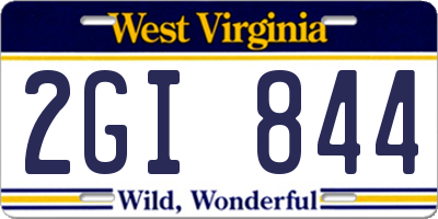 WV license plate 2GI844