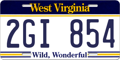 WV license plate 2GI854