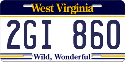 WV license plate 2GI860