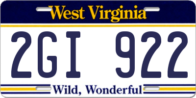 WV license plate 2GI922