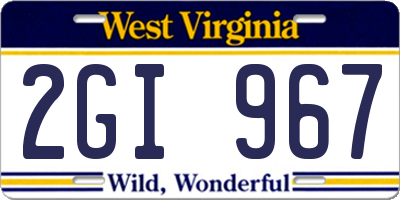WV license plate 2GI967