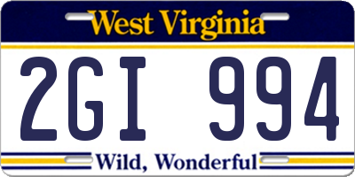 WV license plate 2GI994