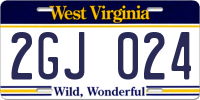 WV license plate 2GJ024