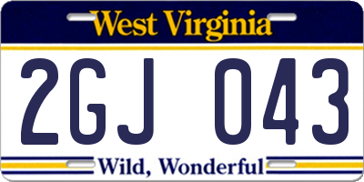 WV license plate 2GJ043