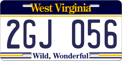 WV license plate 2GJ056