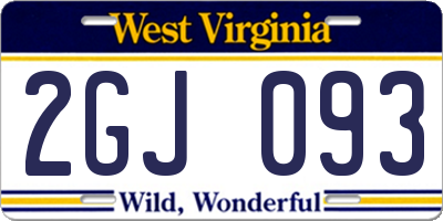 WV license plate 2GJ093