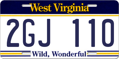 WV license plate 2GJ110
