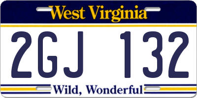 WV license plate 2GJ132