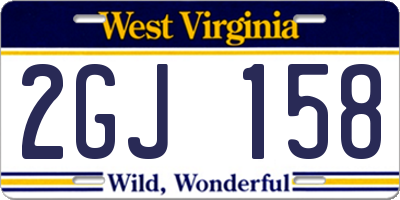 WV license plate 2GJ158