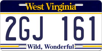 WV license plate 2GJ161