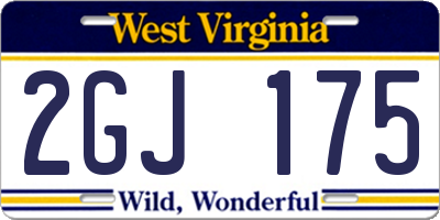 WV license plate 2GJ175