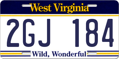 WV license plate 2GJ184