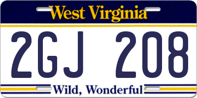 WV license plate 2GJ208