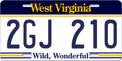 WV license plate 2GJ210