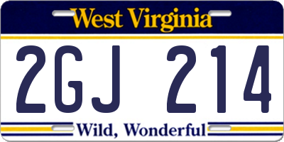 WV license plate 2GJ214