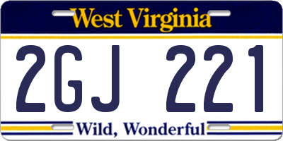 WV license plate 2GJ221