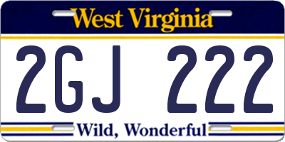 WV license plate 2GJ222