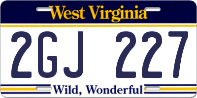 WV license plate 2GJ227