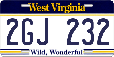WV license plate 2GJ232