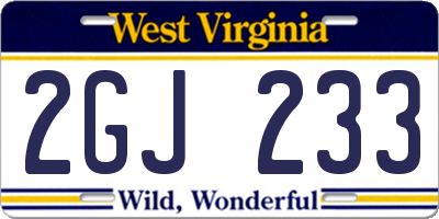 WV license plate 2GJ233