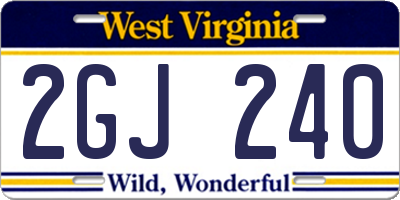 WV license plate 2GJ240