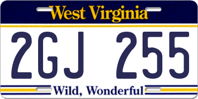 WV license plate 2GJ255