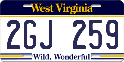 WV license plate 2GJ259