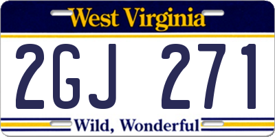 WV license plate 2GJ271