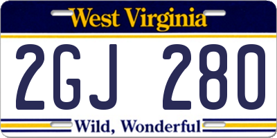 WV license plate 2GJ280