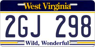 WV license plate 2GJ298