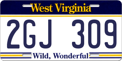 WV license plate 2GJ309