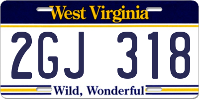 WV license plate 2GJ318