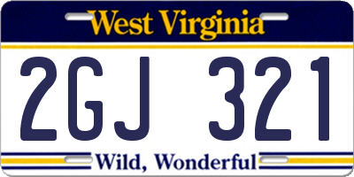 WV license plate 2GJ321