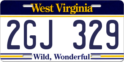 WV license plate 2GJ329